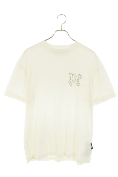 Palm Angels Studs Logo T-Shirt White Cotton Size L