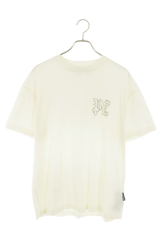Palm Angels Studs Logo T-Shirt White Cotton Size L