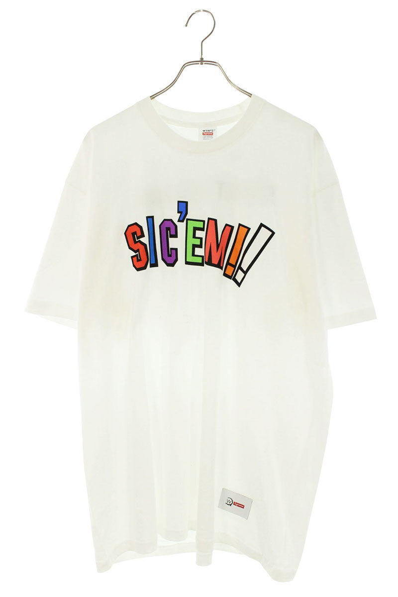SUPREME 21FW WTAPS Sic'em! Logo Print T-Shirt White Size XL