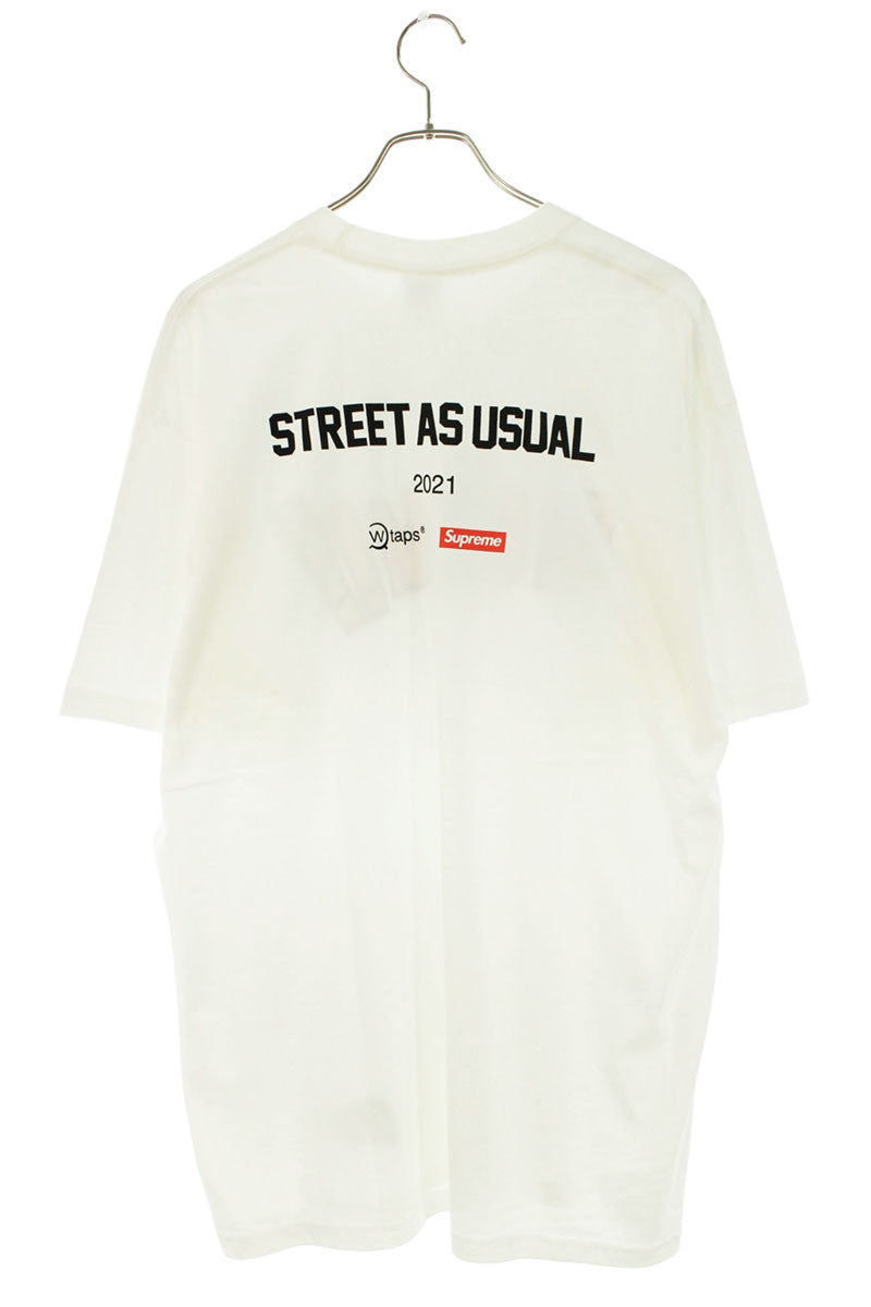 SUPREME 21FW WTAPS Sic'em! Logo Print T-Shirt White Size XL