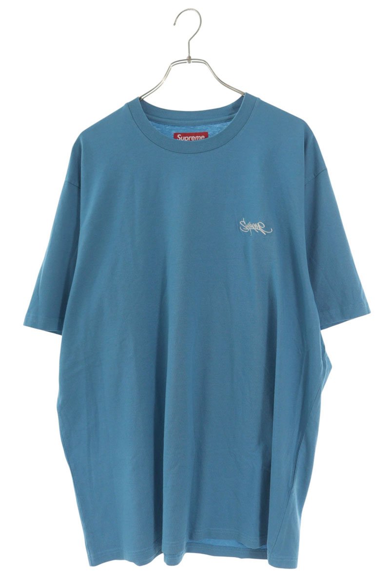 SUPREME 24SS Washed Tag Logo T-Shirt Light Blue Size XL