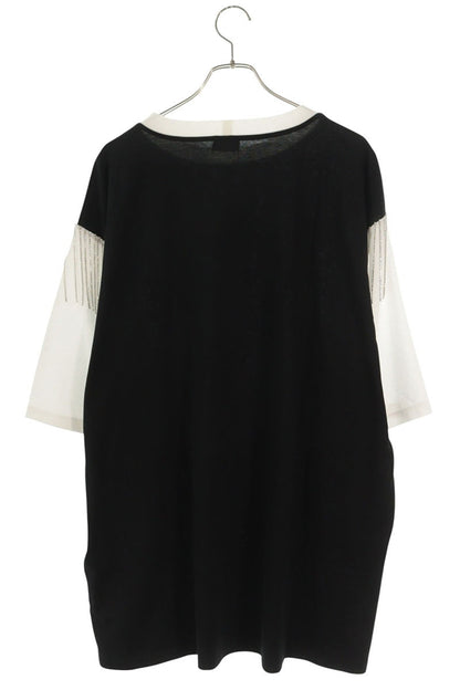 CELINE Logo Rhinestone Fringe T-Shirt Multi Cotton Size M