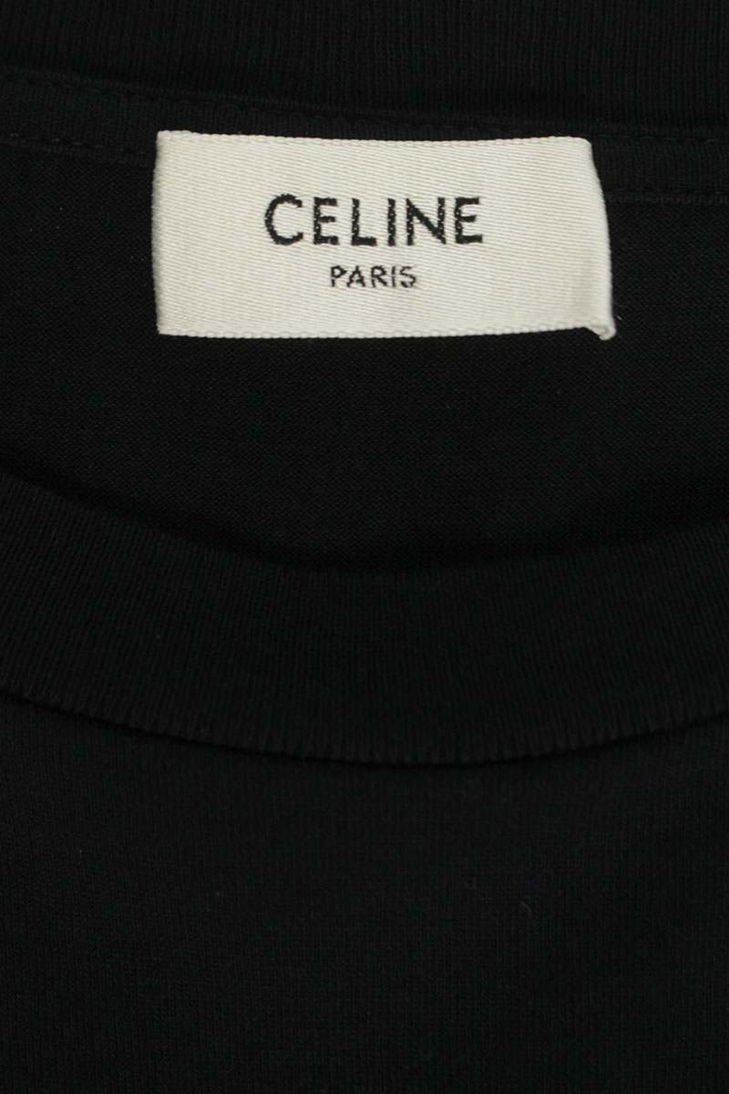 CELINE Triomphe Logo Print T-Shirt Black Cotton Size XL