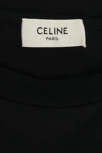CELINE Triomphe Logo Print T-Shirt Black Cotton Size XL