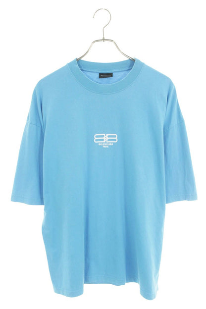 BALENCIAGA BB Logo Embroidered T-Shirt Blue Size L