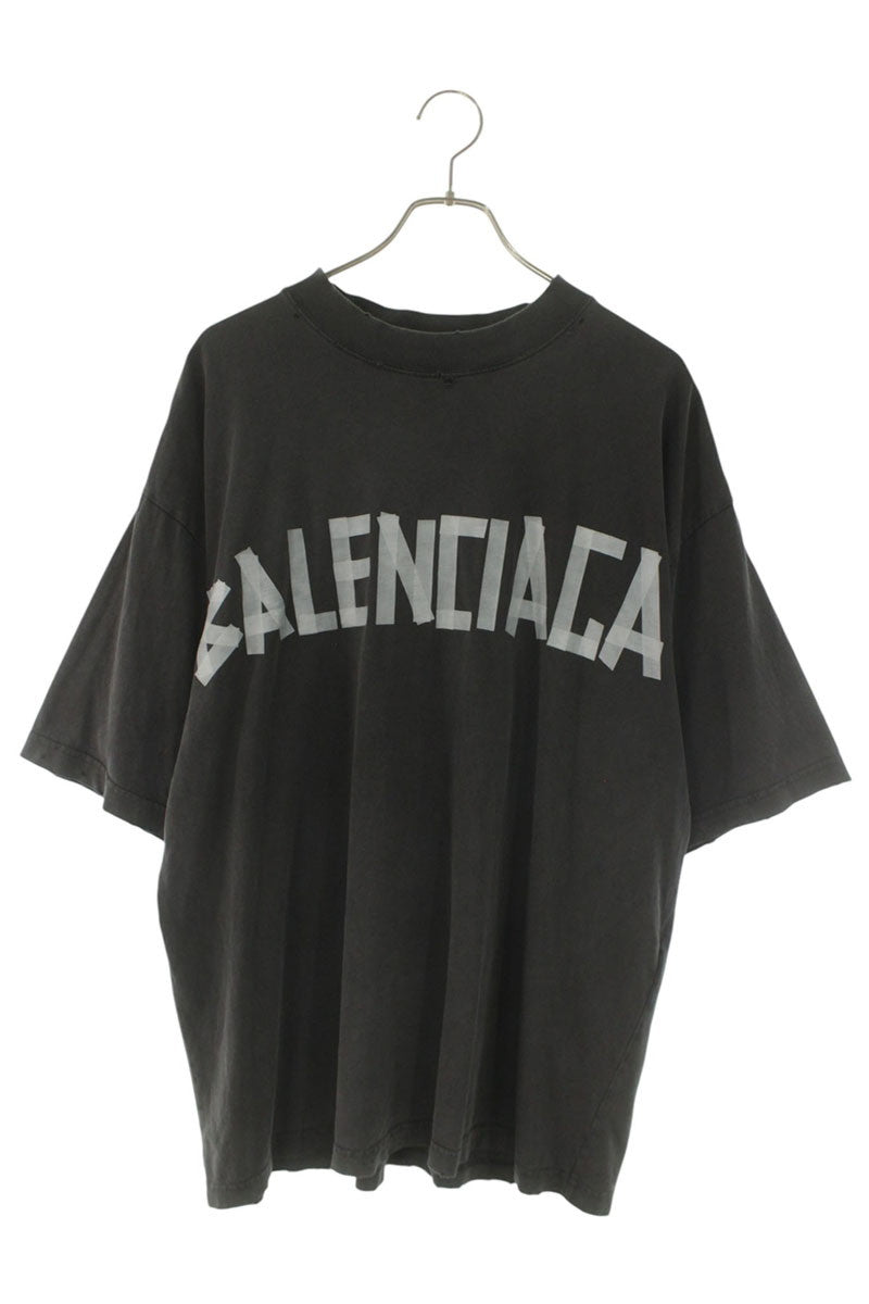 BALENCIAGA Black Tape Logo Print Vintage T-Shirt Size M
