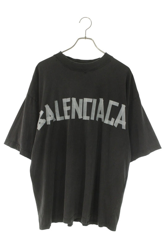 BALENCIAGA Black Tape Logo Print Vintage T-Shirt Size M