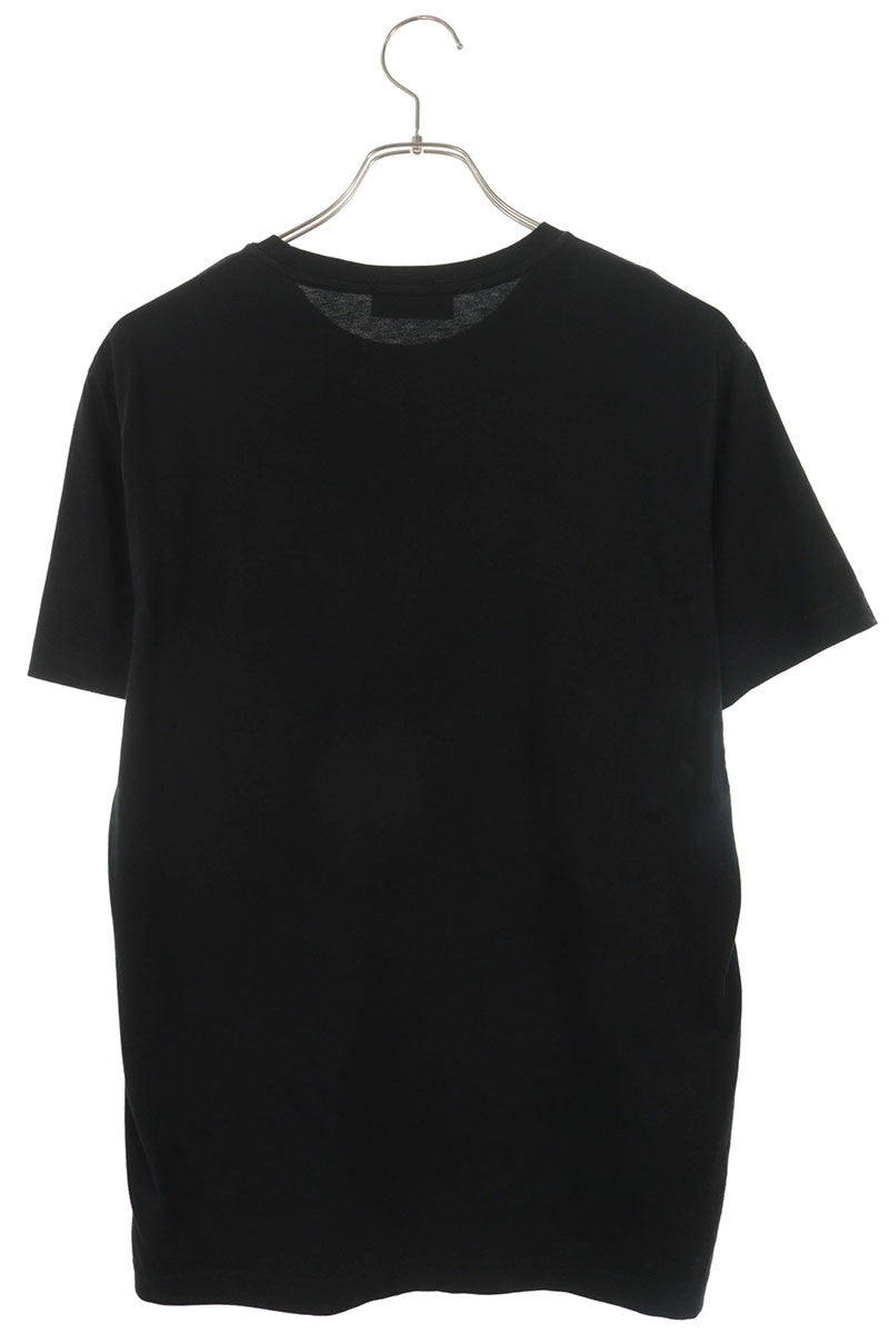 PRADA Logo Embroidered Crewneck Cotton T-Shirt Black Size M