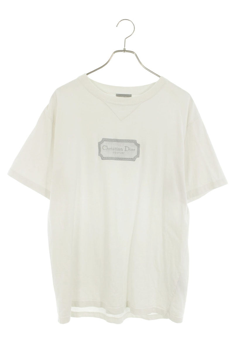 DIOR Logo Embroidered Cotton T-Shirt White Size L