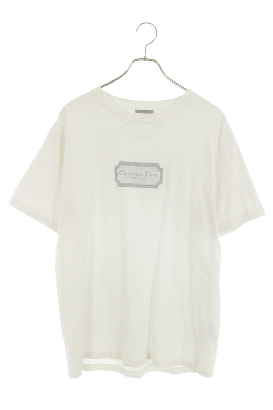 DIOR Logo Embroidered Cotton T-Shirt White Size L