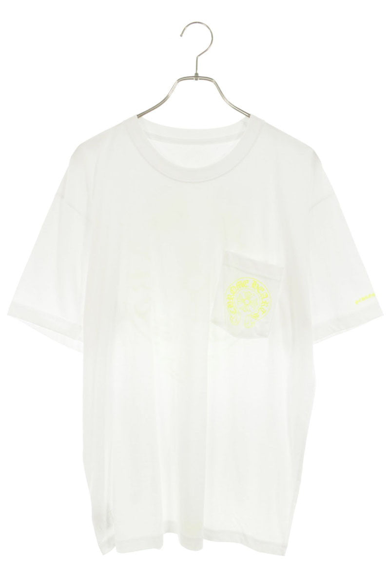Chrome Hearts Horseshoe Print T-Shirt White Yellow Size XL