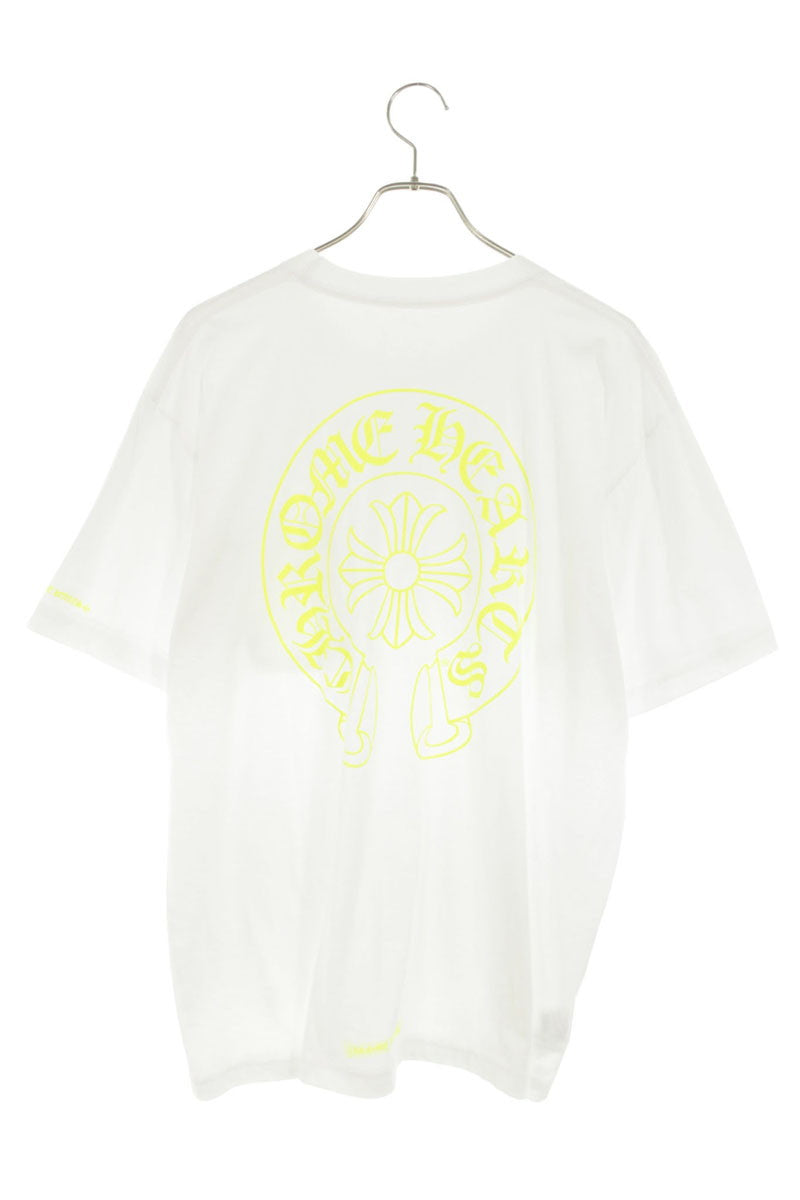 Chrome Hearts Horseshoe Print T-Shirt White Yellow Size XL