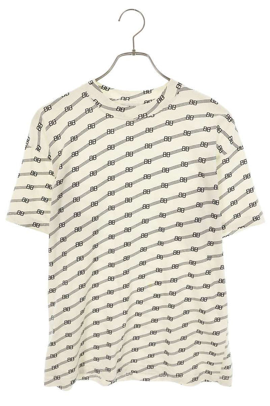 BALENCIAGA All-Over Logo Cotton T-Shirt White Size S