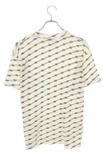 BALENCIAGA All-Over Logo Cotton T-Shirt White Size S