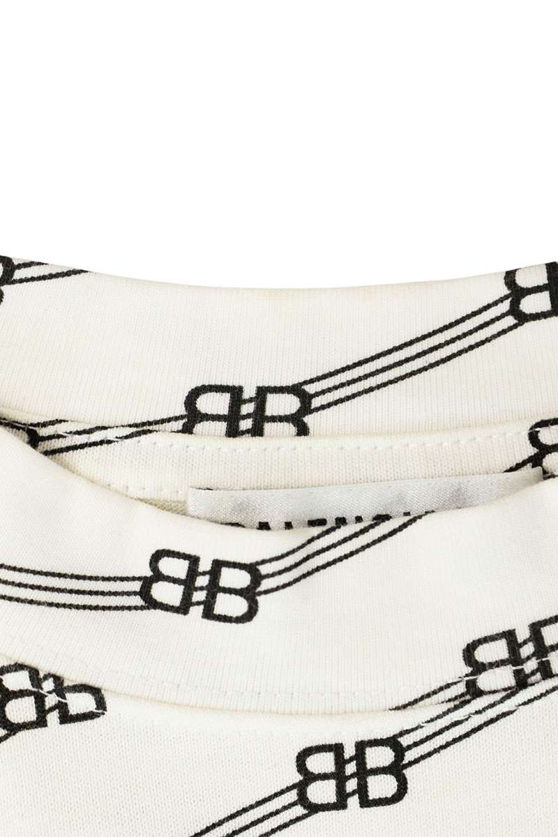 BALENCIAGA All-Over Logo Cotton T-Shirt White Size S