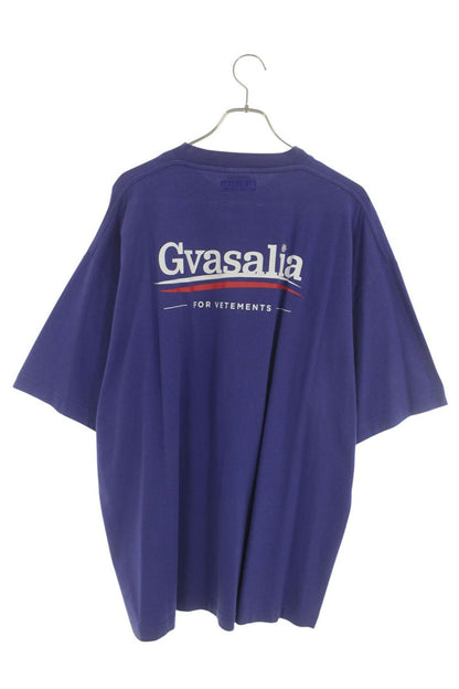 VETEMENTS Blue Cotton Logo Print T-shirt Size M
