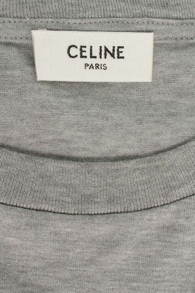 CELINE Triomphe Embroidered T-Shirt Gray Size M