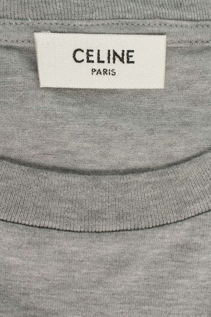 CELINE Triomphe Embroidered T-Shirt Gray Size M