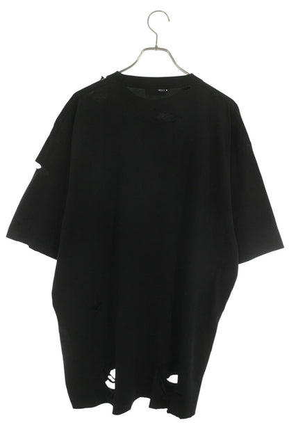 BALENCIAGA Destroyed Logo Print T-Shirt Black Size S