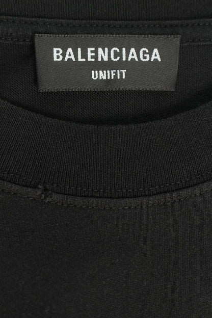 BALENCIAGA Destroyed Logo Print T-Shirt Black Size S