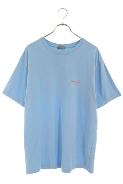 DIOR Logo Embroidered Drop Shoulder Tee Blue Size L