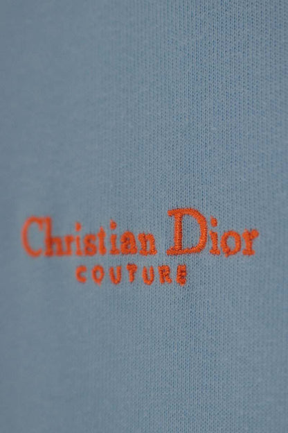 DIOR Logo Embroidered Drop Shoulder Tee Blue Size L