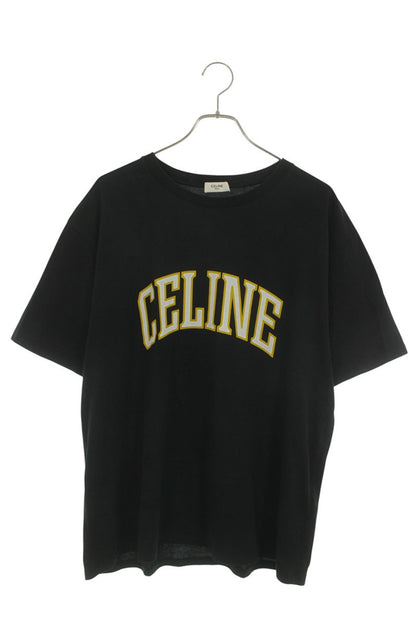 CELINE Crack Logo Print Cotton T-Shirt Multi Size XL