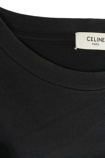 CELINE Chambord Logo Print Cotton T-Shirt Black Size L
