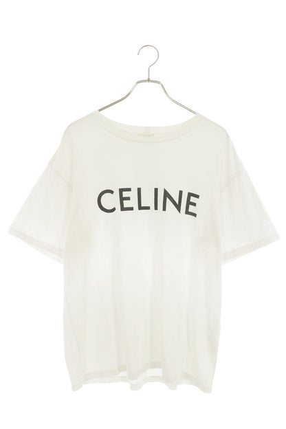 CELINE Logo Print Loose Fit Cotton T-Shirt White Size S