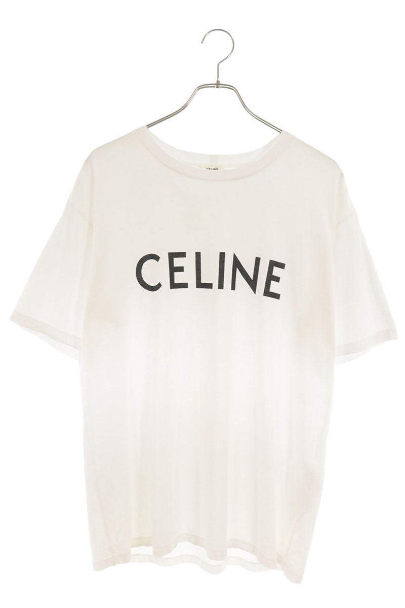 CELINE Front Logo Loose Fit T-Shirt White Size S