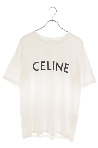 CELINE Front Logo Loose Fit T-Shirt White Size S