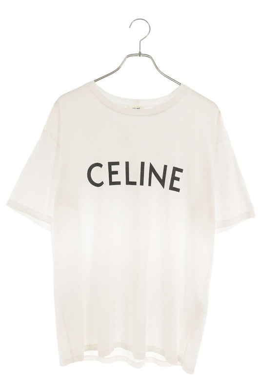 CELINE Front Logo Loose Fit T-Shirt White Size S