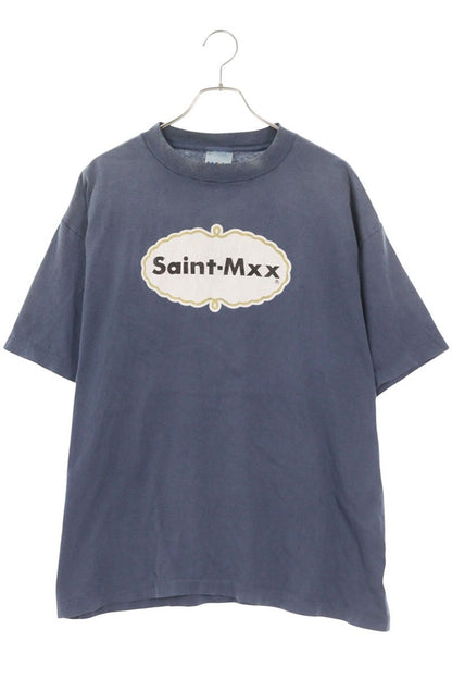 SAINT MICHAEL 26SS Vintage Logo Print T-Shirt Navy Size L