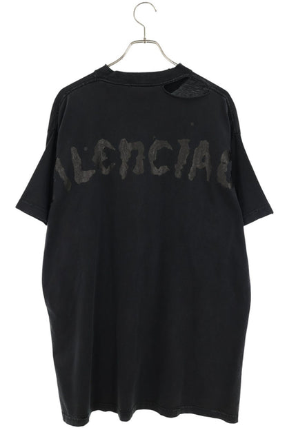 BALENCIAGA 25SS Damaged Back Logo T-Shirt Black Size 1