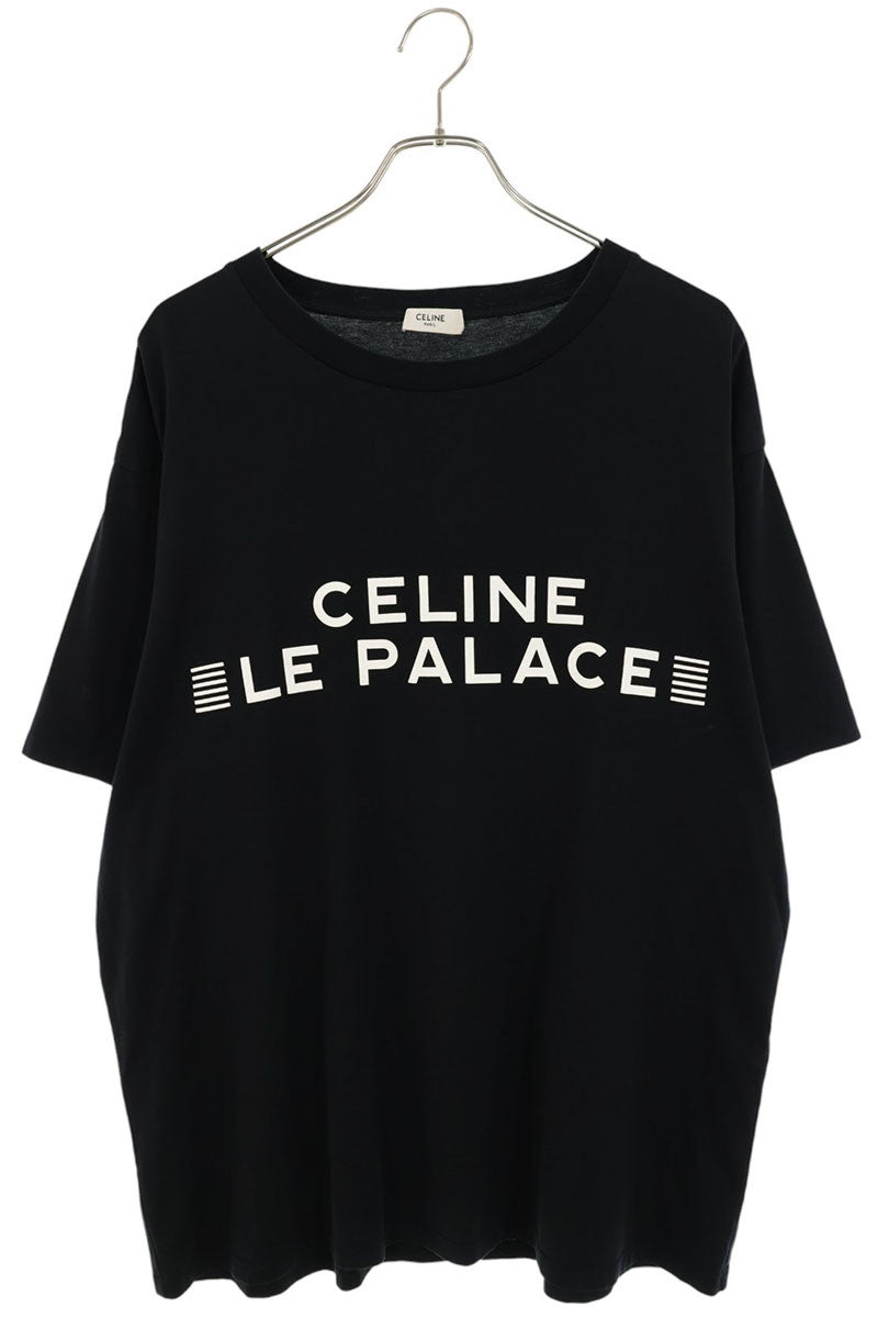 CELINE Logo Print Loose Fit Cotton T-Shirt Black Size L