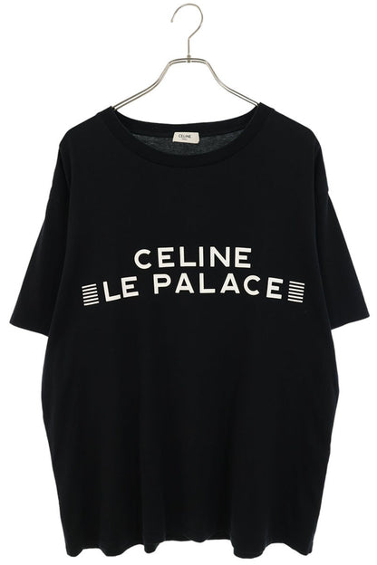 CELINE Logo Print Loose Fit Cotton T-Shirt Black Size L