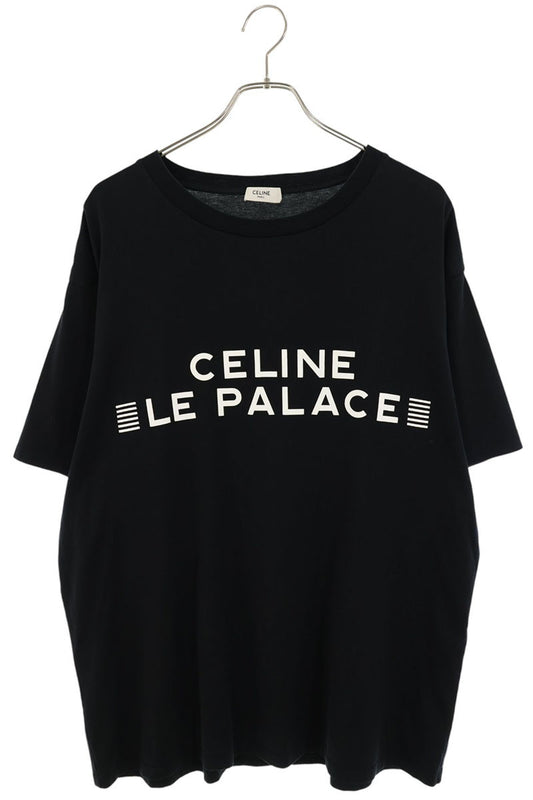 CELINE Logo Print Loose Fit Cotton T-Shirt Black Size L