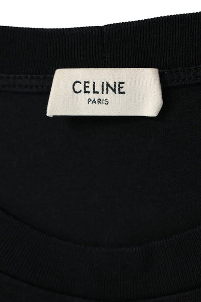 CELINE Logo Print Loose Fit Cotton T-Shirt Black Size L