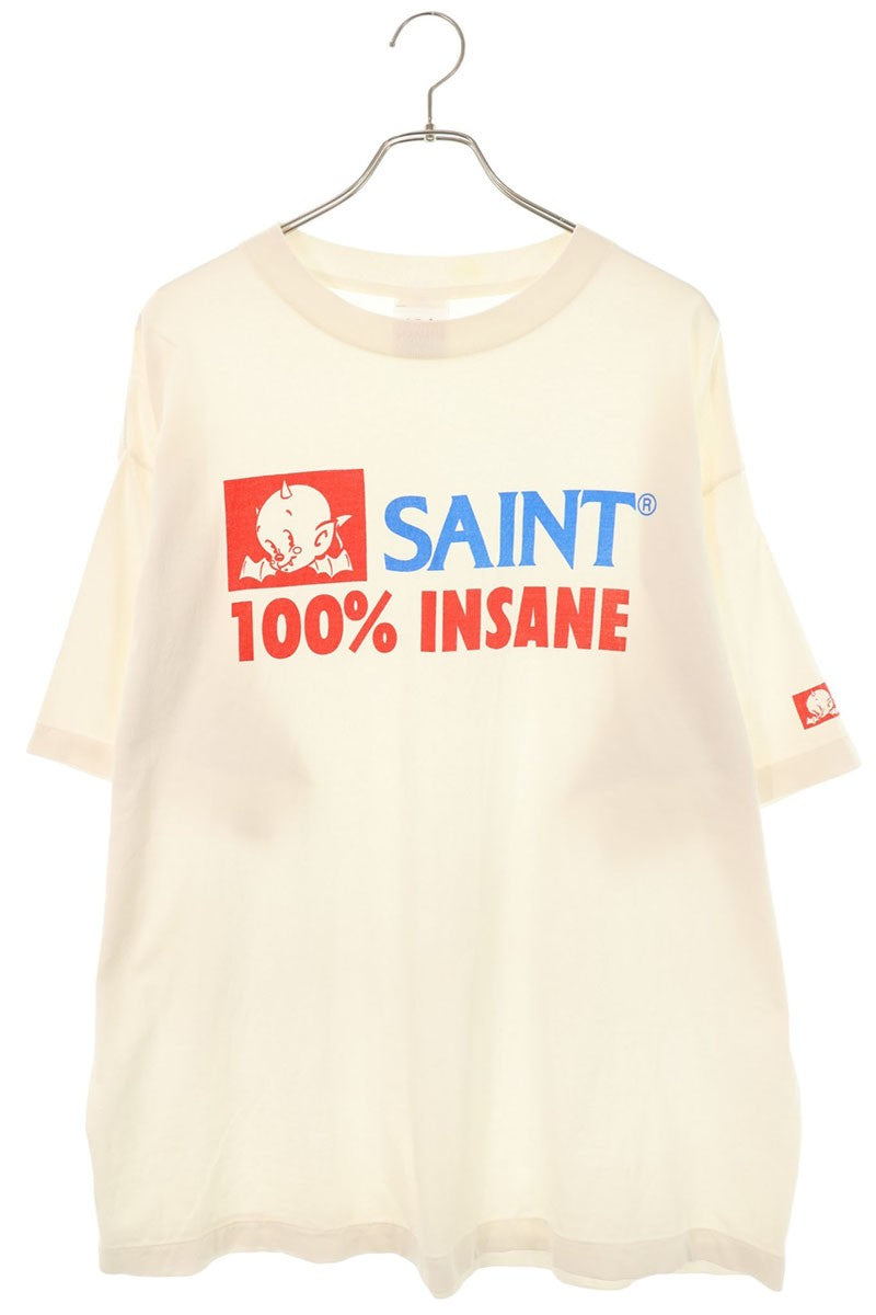 SAINT MICHAEL 25SS White Cotton INSANE Print T-shirt Size XL