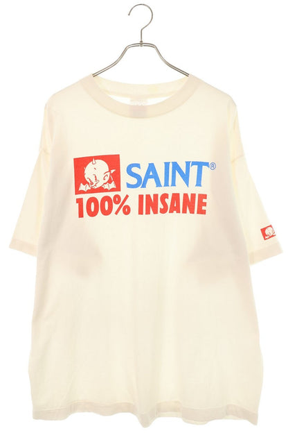 SAINT MICHAEL 25SS White Cotton INSANE Print T-shirt Size XL