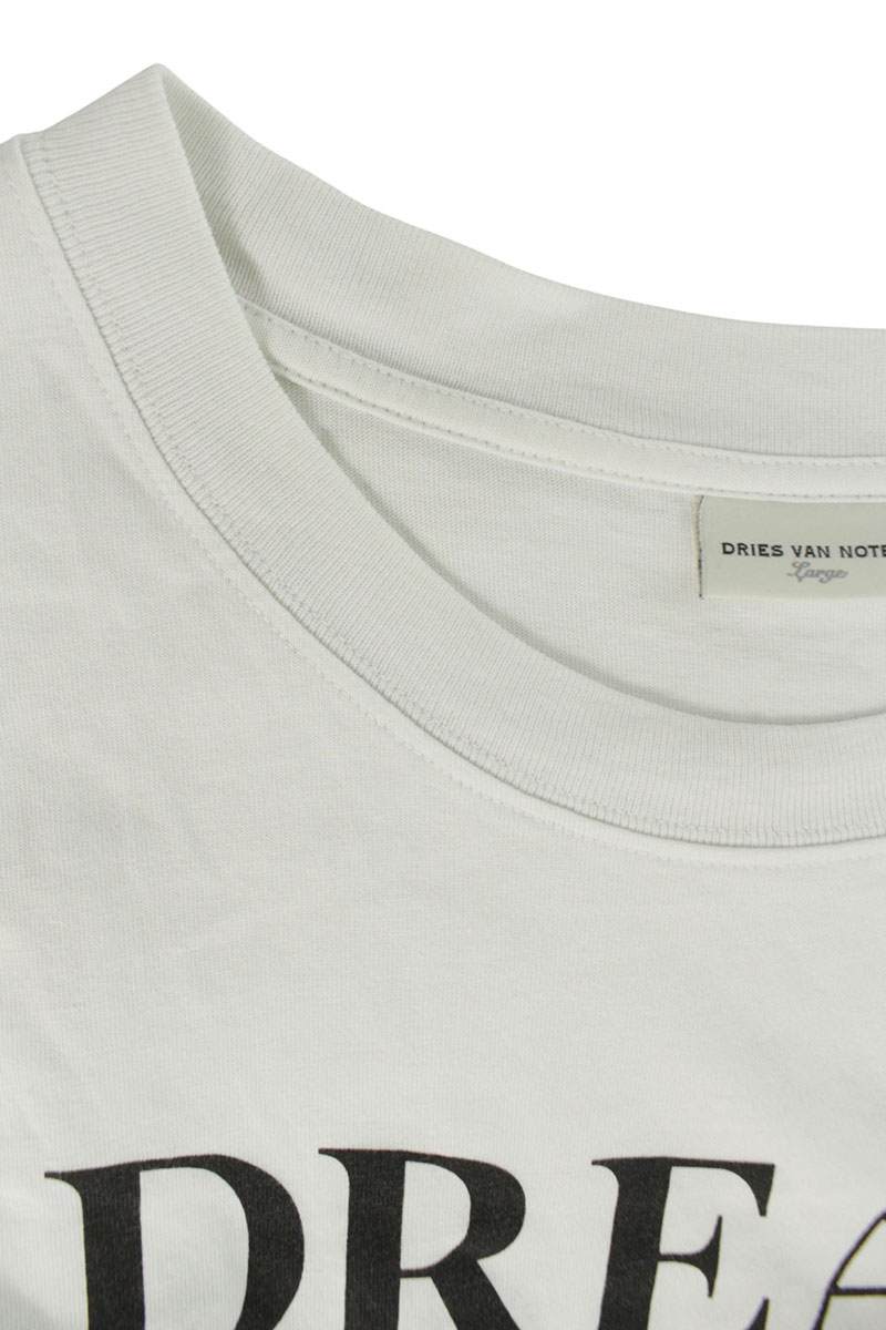 DRIES VAN NOTEN White Letter Print Cotton Tee Size L