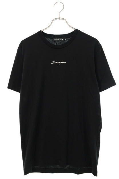 DOLCE & GABBANA Black Logo Embroidered T-Shirt Size L