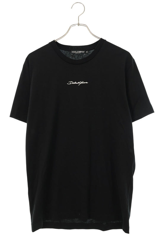 DOLCE & GABBANA Black Logo Embroidered T-Shirt Size L