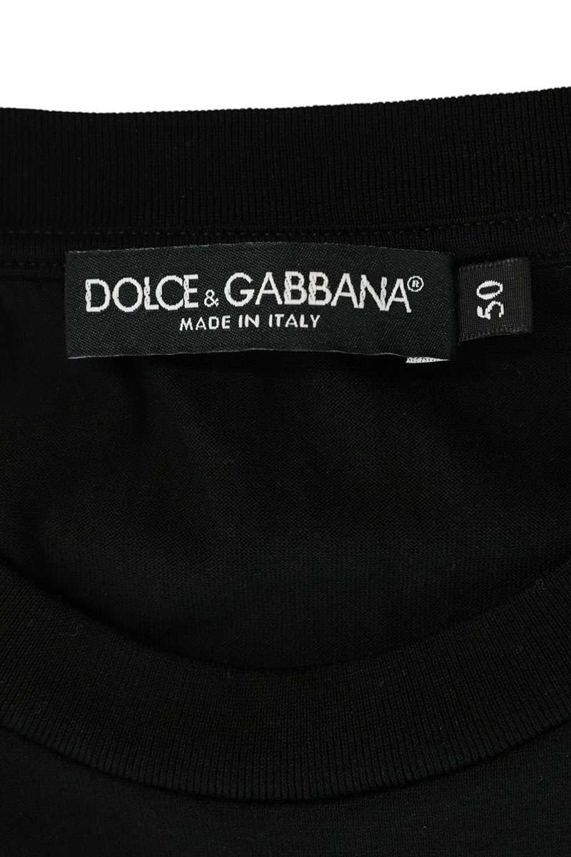 DOLCE & GABBANA Black Logo Embroidered T-Shirt Size L