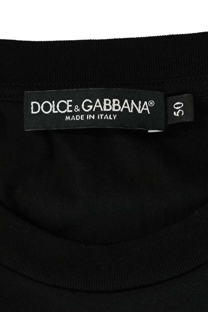 DOLCE & GABBANA Black Logo Embroidered T-Shirt Size L