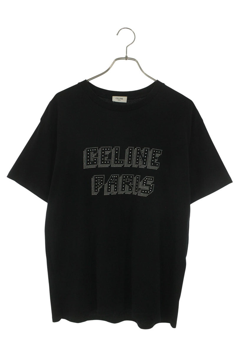 CELINE Black Stud Logo Loose Fit T-Shirt Size XS