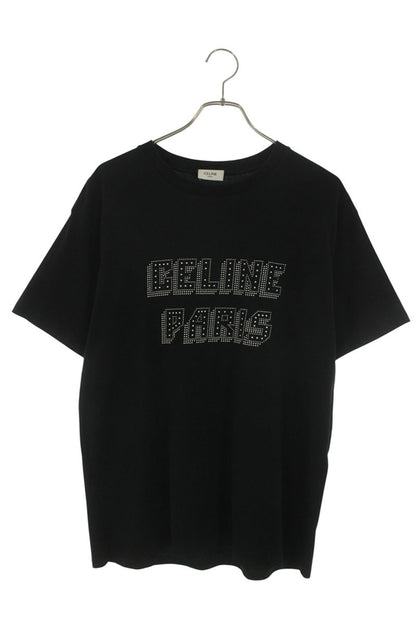 CELINE Black Stud Logo Loose Fit T-Shirt Size XS