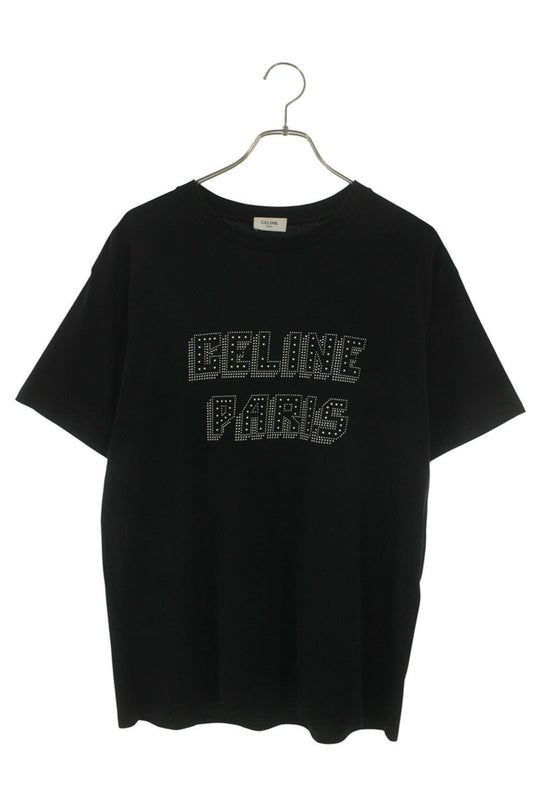 CELINE Black Stud Logo Loose Fit T-Shirt Size XS