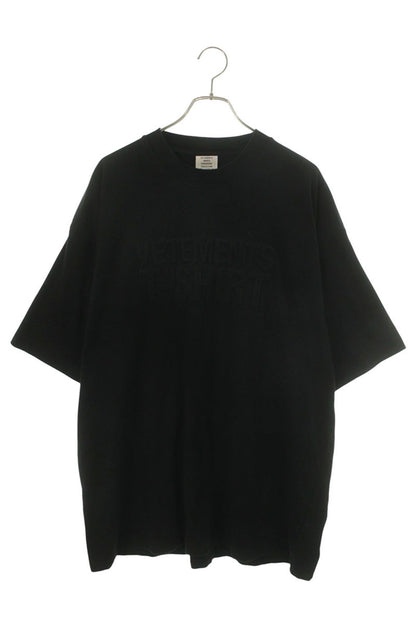 VETEMENTS Black Embossed Logo Oversized T-Shirt Size S