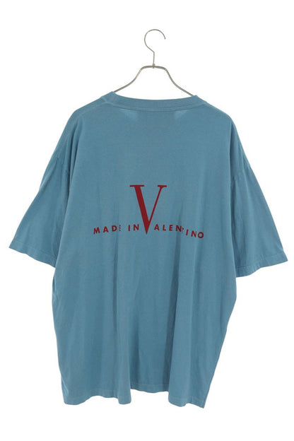 VALENTINO Cotton Jersey Letter Print Tee Blue Size XL